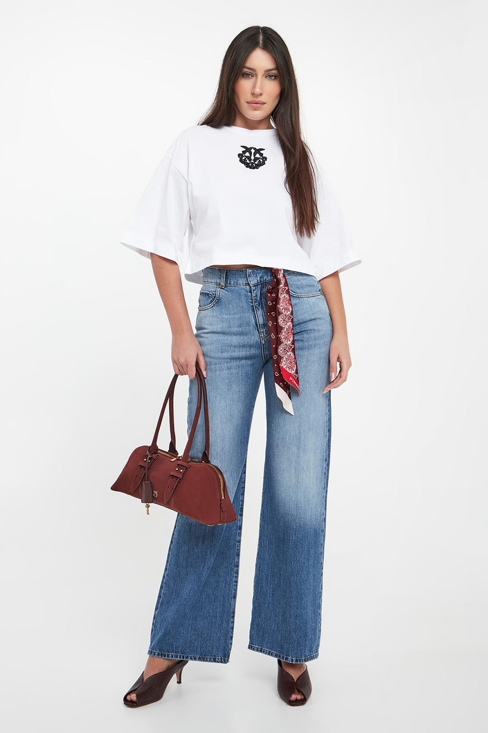 T-shirt damski z logo Borghetto PINKO