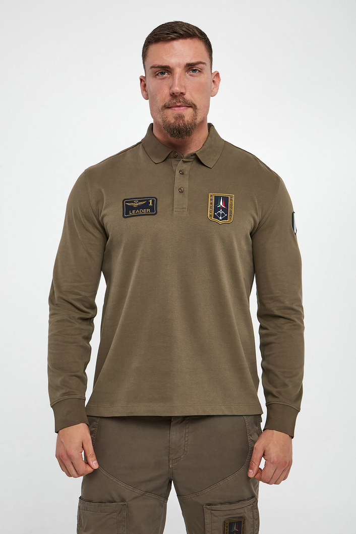 Longsleeve męski z kołnierzem polo AERONAUTICA MILITARE