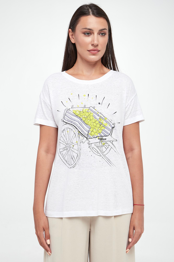 T-shirt damski lniany ARMANI EXCHANGE