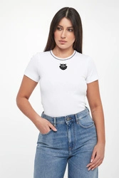 T-shirt damski z logo Brugherio PINKO