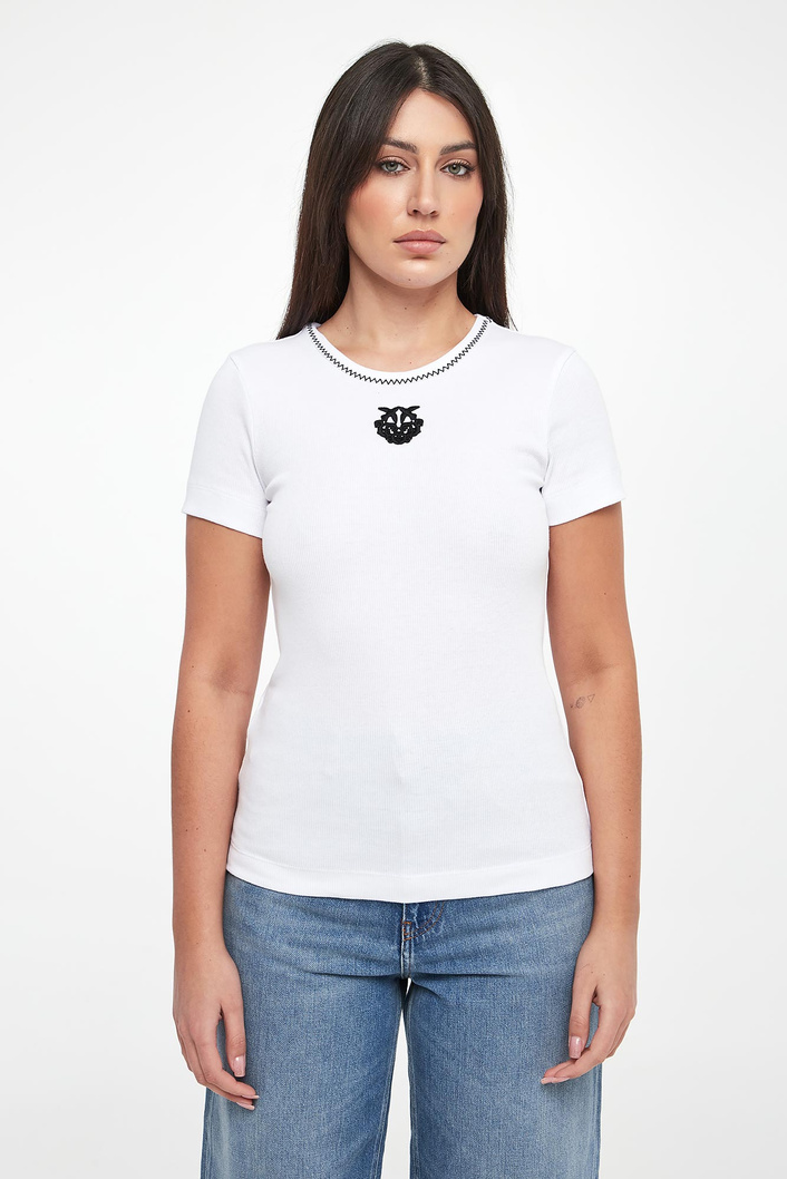 T-shirt damski z logo Brugherio PINKO