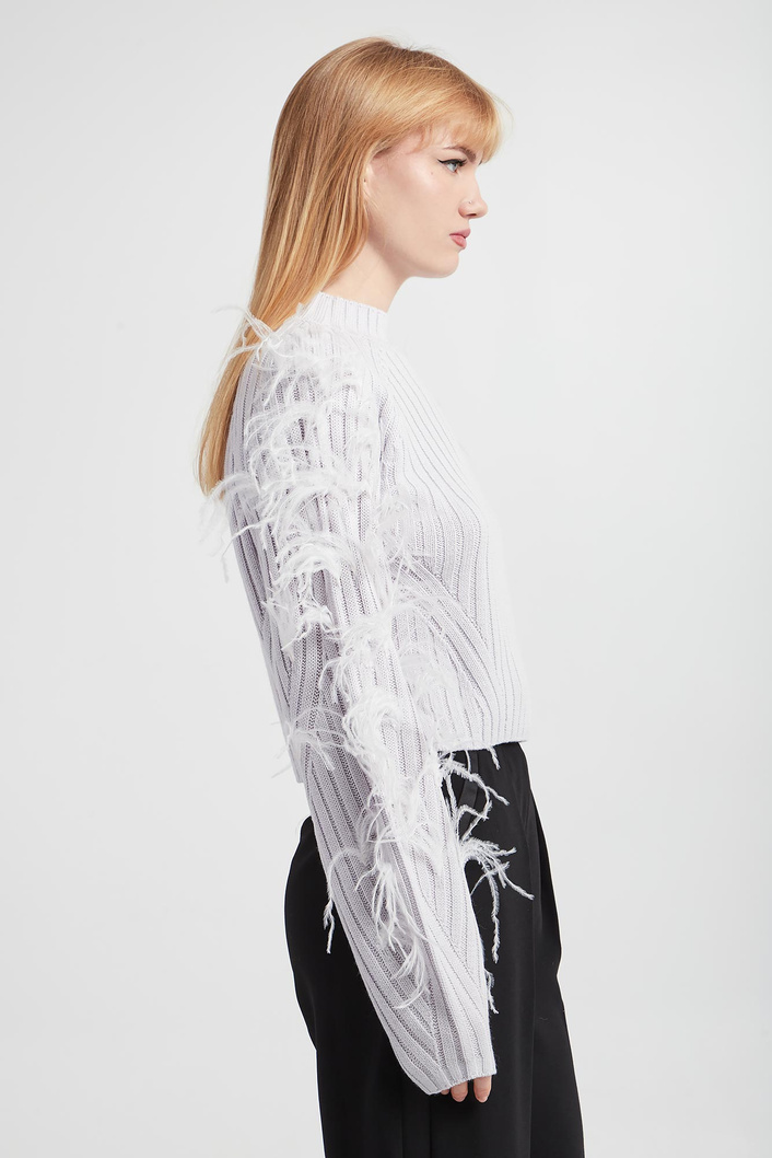 Sweter damski z piórami PATRIZIA PEPE