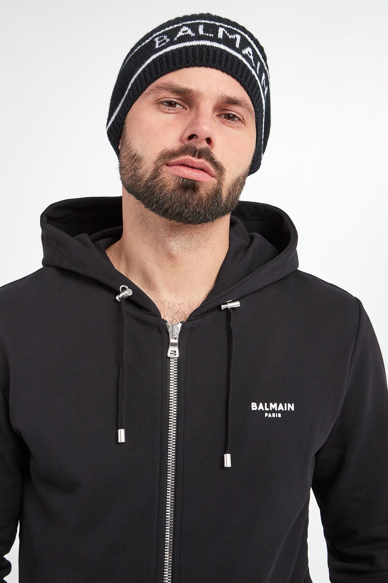 Czapka męska kaszmirowa BALMAIN Czarny