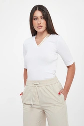 T-shirt damski prążkowany PESRICO