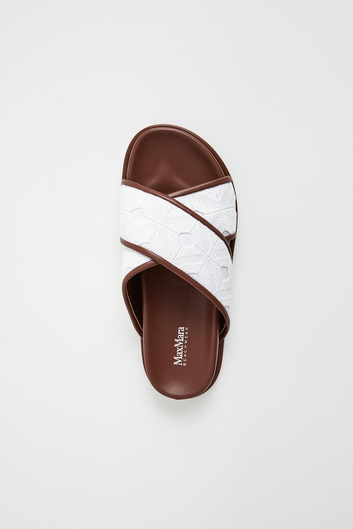 Klapki damskie skórzane Peonie MAX MARA BEACHWEAR