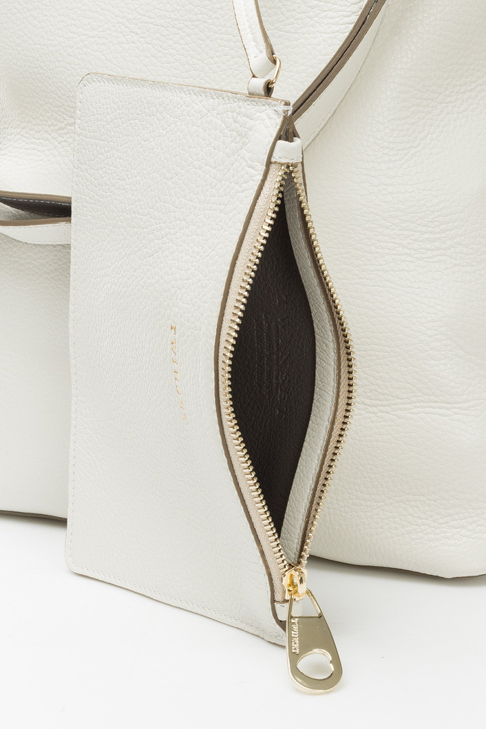 Kremowa shopperka skórzana TWINSET