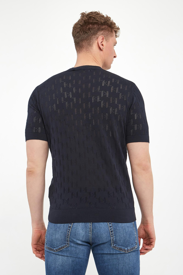 T-shirt męski z ażurowym logo KARL LAGERFELD