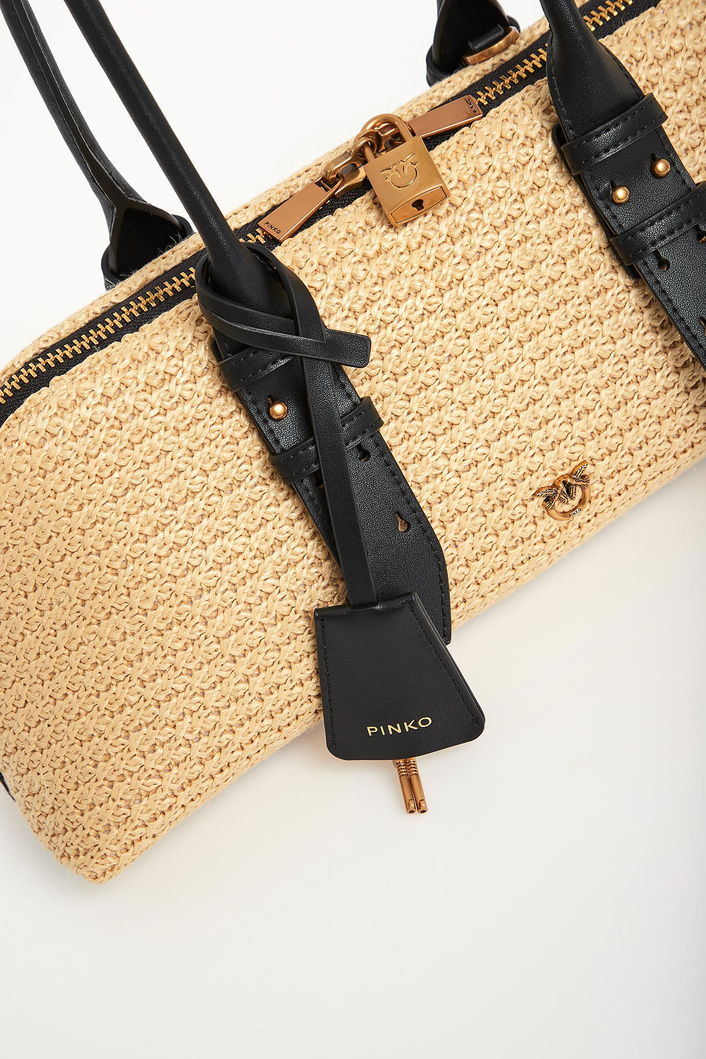 Torebka rattanowa Bowling Baguette Big PINKO