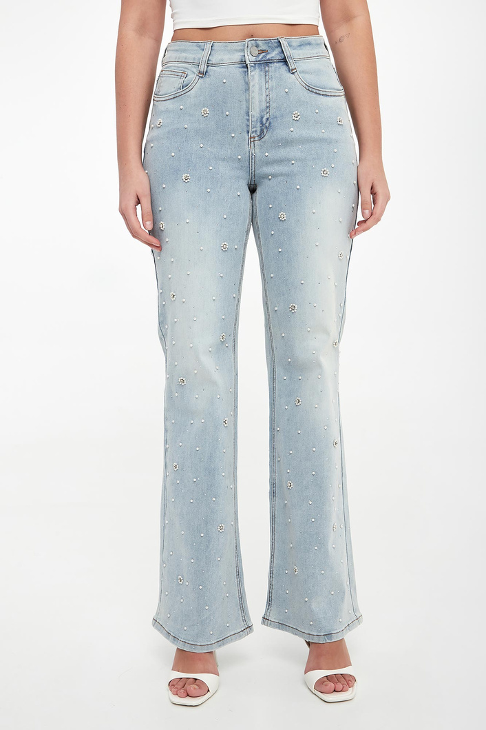 Jeansy damskie z perełkami JOSEPH RIBKOFF
