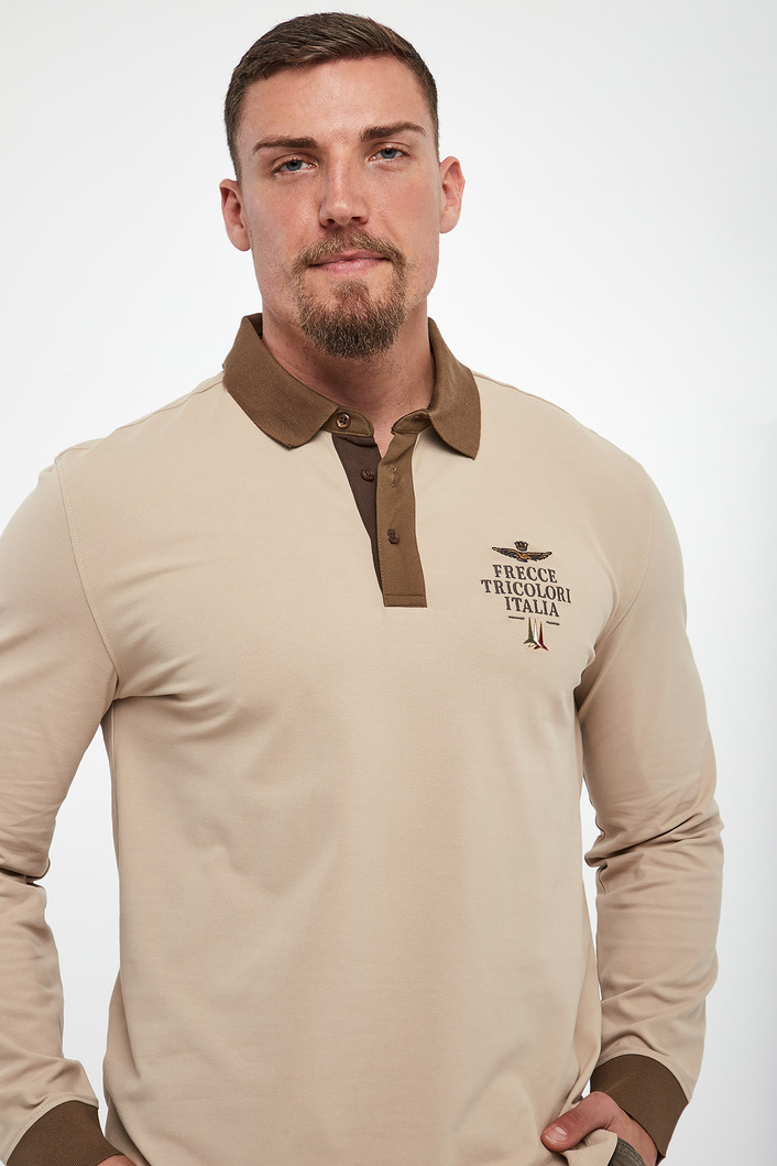Longsleeve męski z kołnierzem polo AERONAUTICA MILITARE