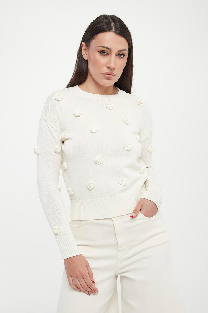 Sweter damski z różami Euforico MARELLA MONOCHROME