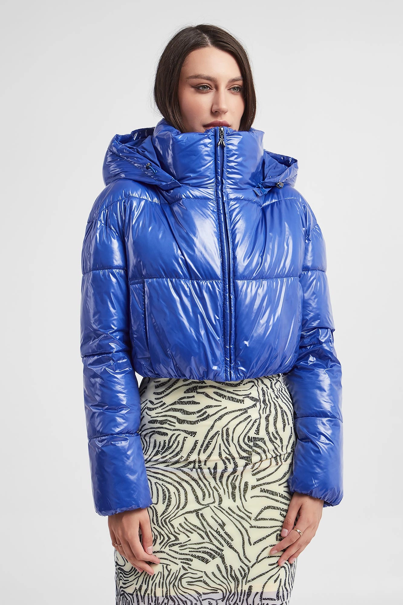 Kurtka damska pikowana PATRIZIA PEPE Niebieski Cropped 8O0085/A304
