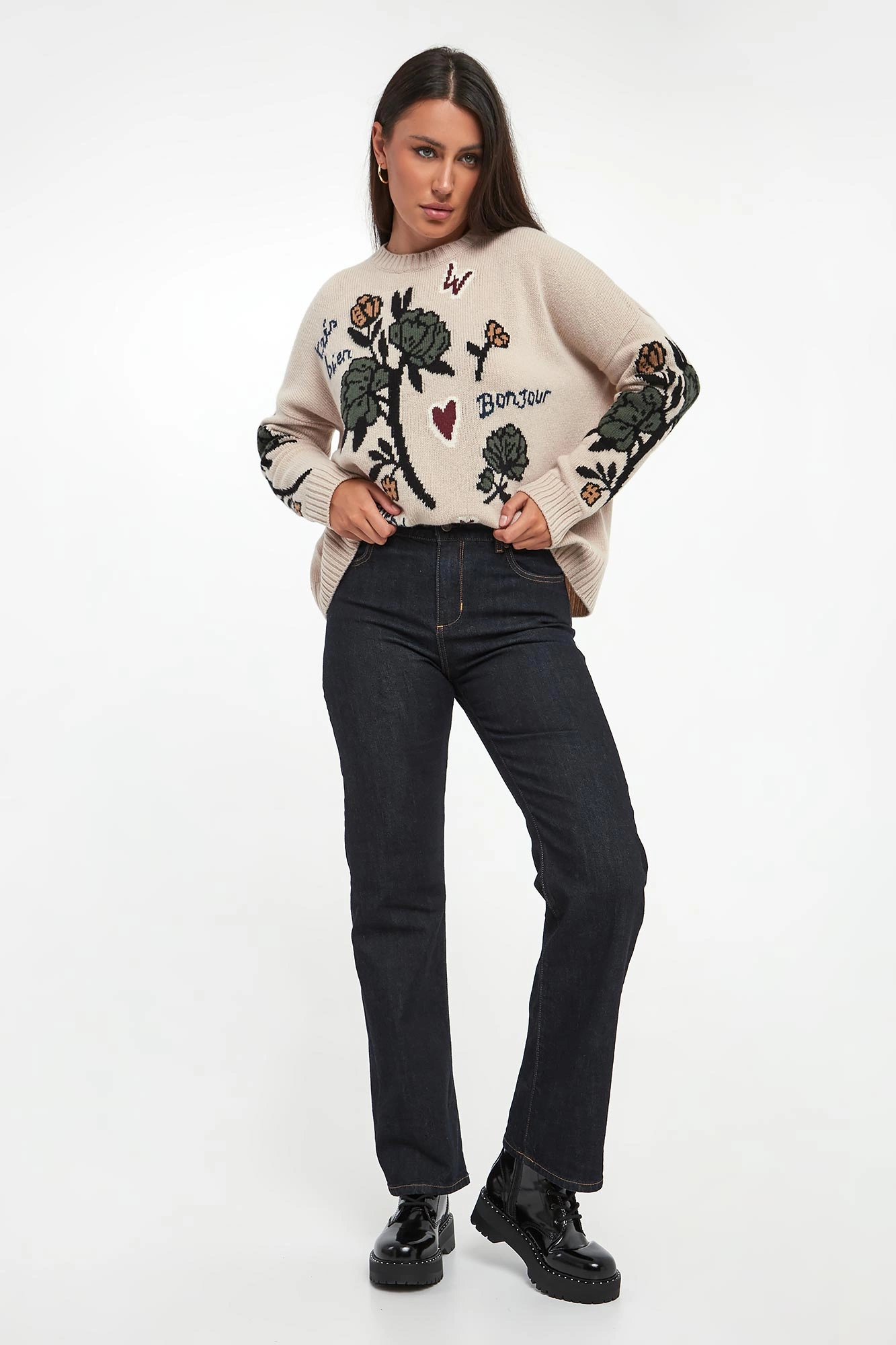 LIUです。 Jeansy damskie LIU JO Granatowy Straight UF5175/DS074/77000