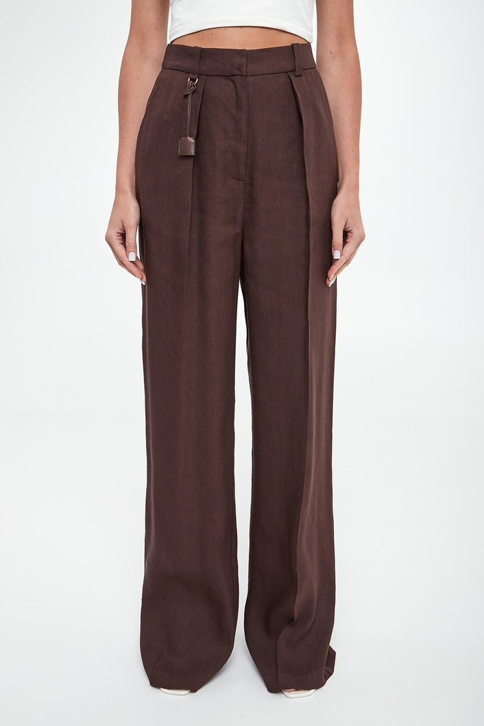 Spodnie damskie z lnianej gabardyny ELISABETTA FRANCHI