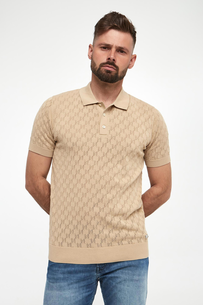 Polo męskie z dzianiny ażurowej KARL LAGERFELD