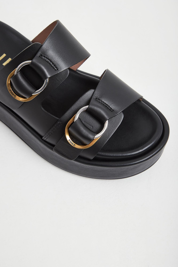 Klapki damskie skórzane Flores PINKO