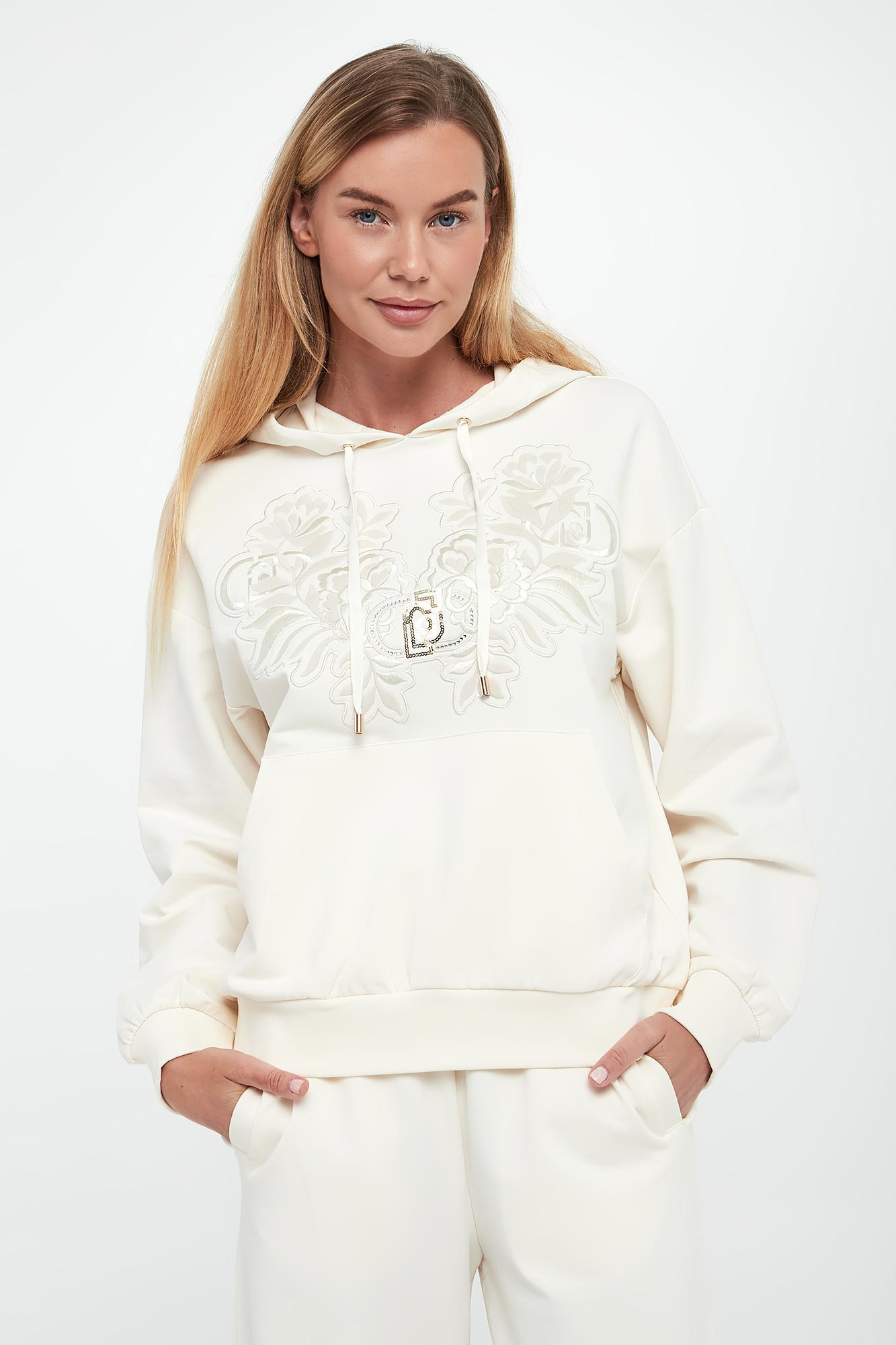 Bluza damska z kapturem LIU JO Ecru Regular