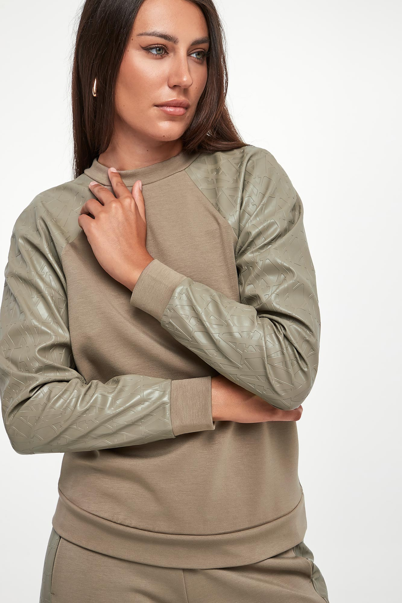 Bluza damska logowana ARMANI EXCHANGE Khaki Regular