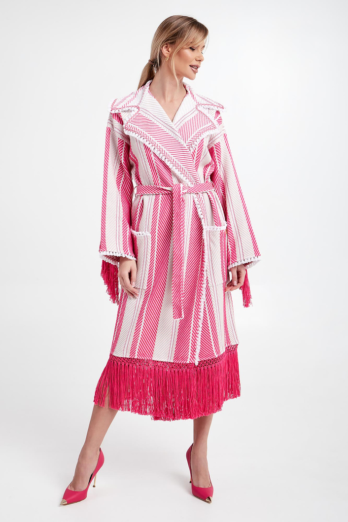 Płaszcz damski z frędzlami ELISABETTA FRANCHI