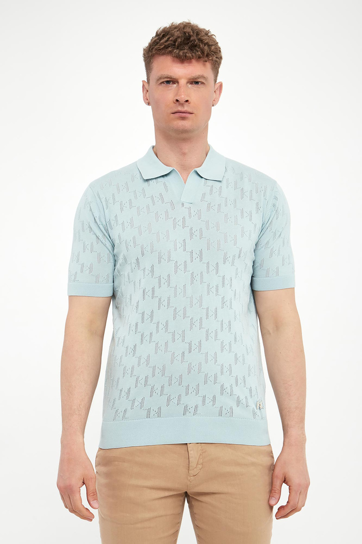 Polo męskie z ażurowym logo KARL LAGERFELD