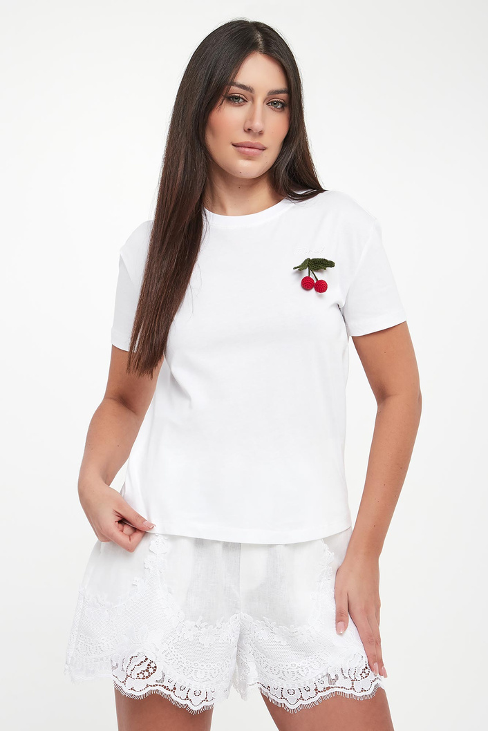 T-shirt damski z broszką TWINSET