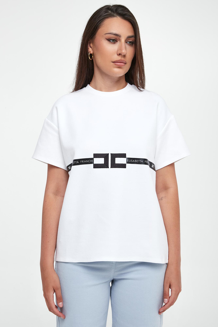 T-shirt damski z logo ELISABETTA FRANCHI