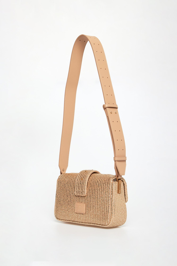 Torebka damska Love One Mini Slouchy Rafia Laminata PINKO