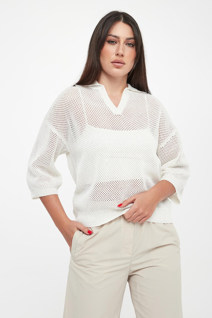 Sweter damski z kołnierzem polo PESERICO