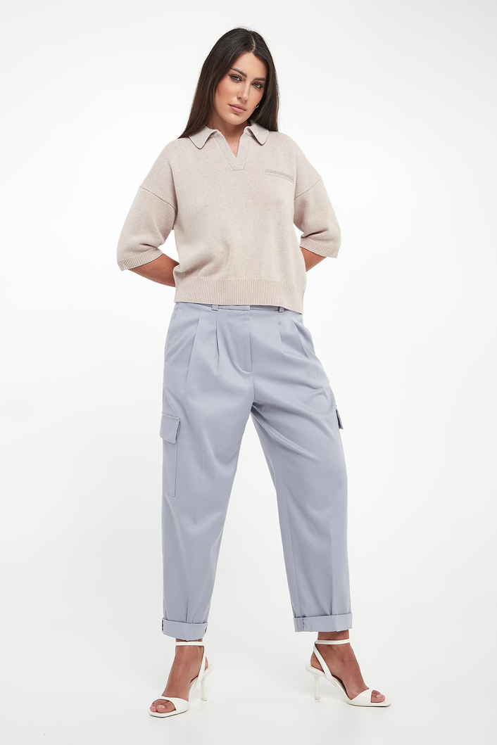Sweter damski wełniany z kołnierzem polo PESERICO