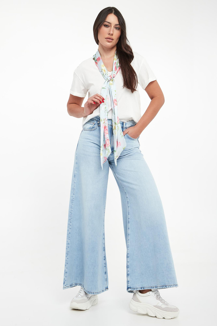 T-shirt damski z szarfą w kwiaty LIU JO