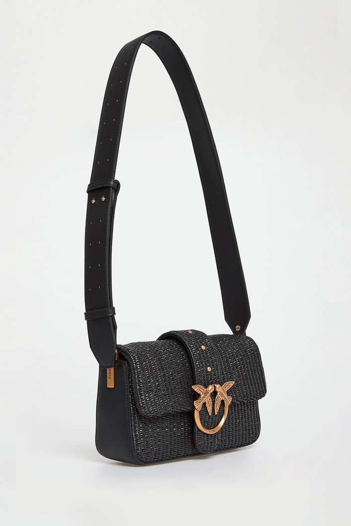 Torebka damska z rafii Mini Slouchy Fl Rafia PINKO