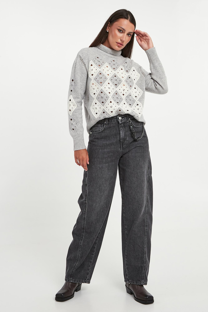 Sweter damski z haftem ERMANNO FIRENZE