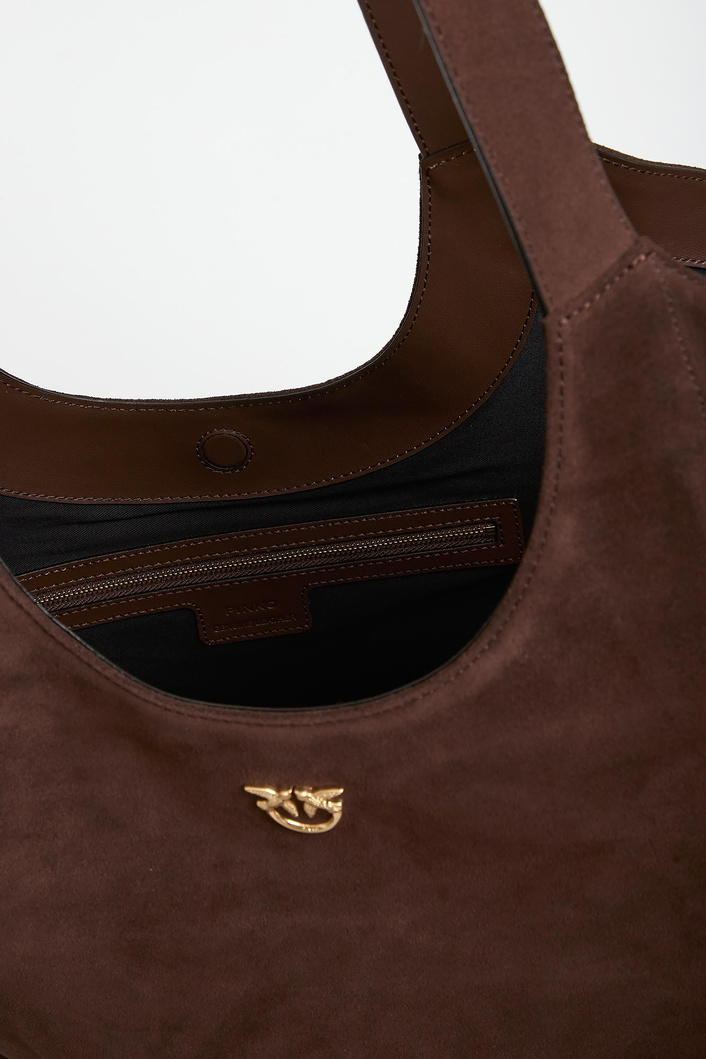 Torebka damska zamszowa skóra shooper PINKO