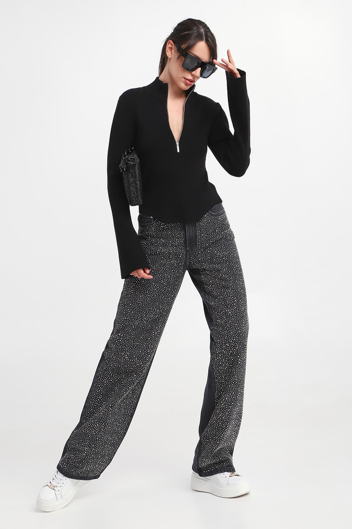 Jeansy damskie z cyrkoniami GESTUZ