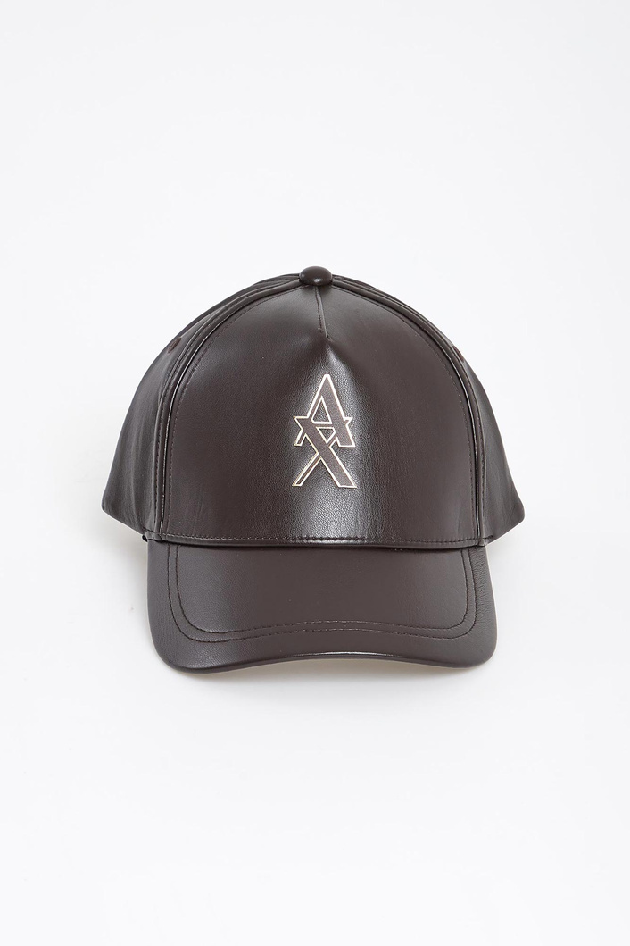 Czapka z daszkiem damska z ekoskóry ARMANI EXCHANGE