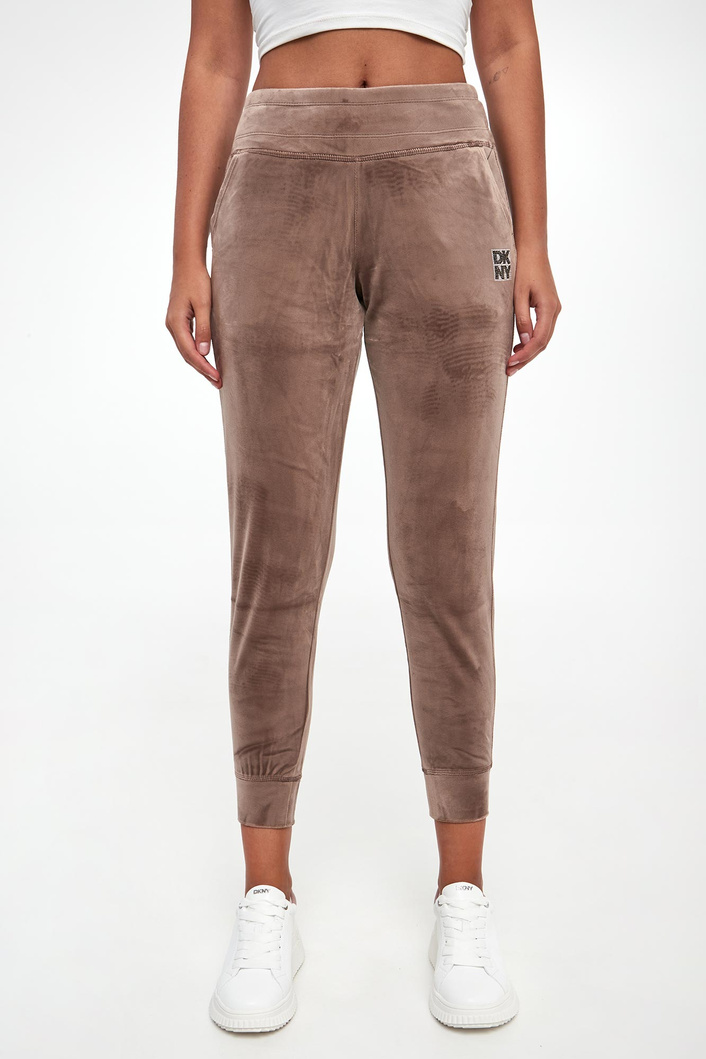 Spodnie dresowe damskie welurowe DKNY