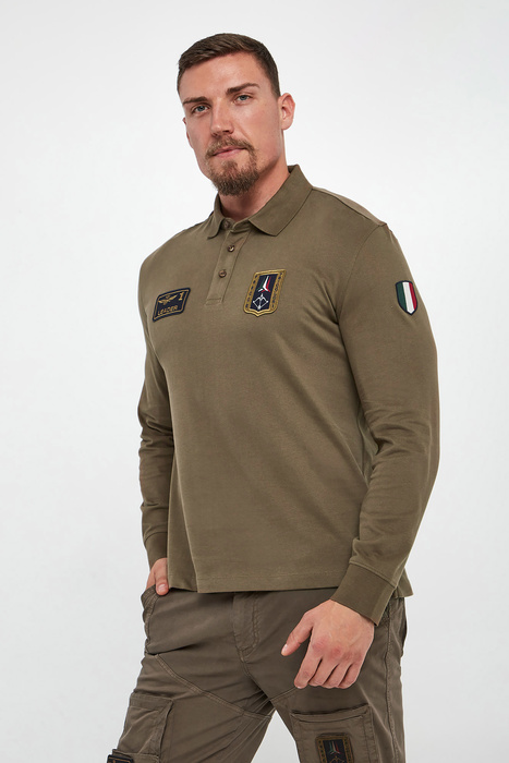 Longsleeve męski z kołnierzem polo AERONAUTICA MILITARE