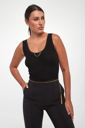 Top damski prążkowany z jedwabiem ELISABETTA FRANCHI