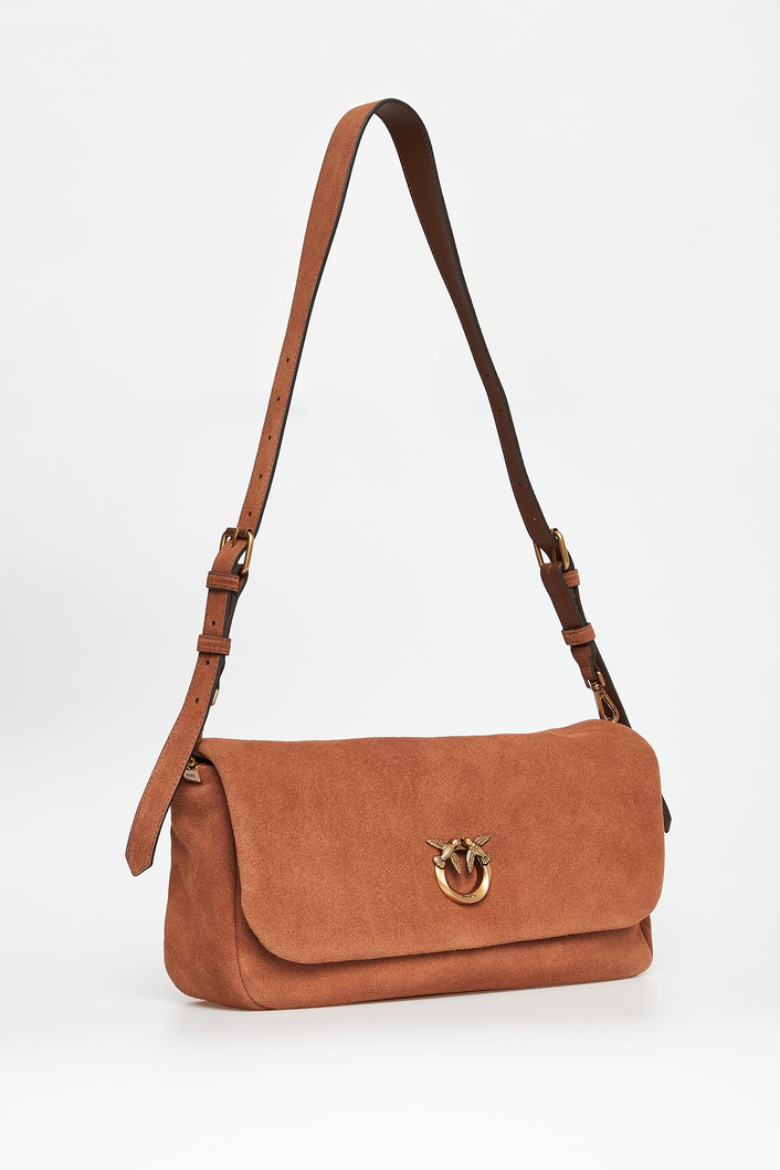 Torebka zamszowa Click Soft Baguette PINKO