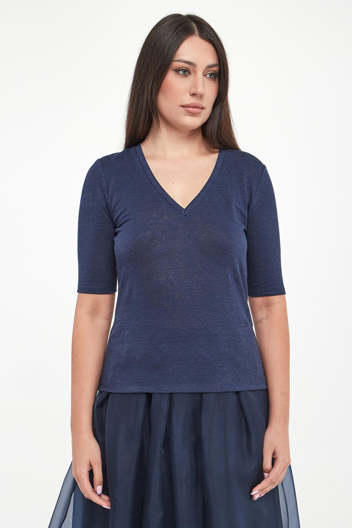 T-shirt damski lniany Opzione WEEKEND MAX MARA