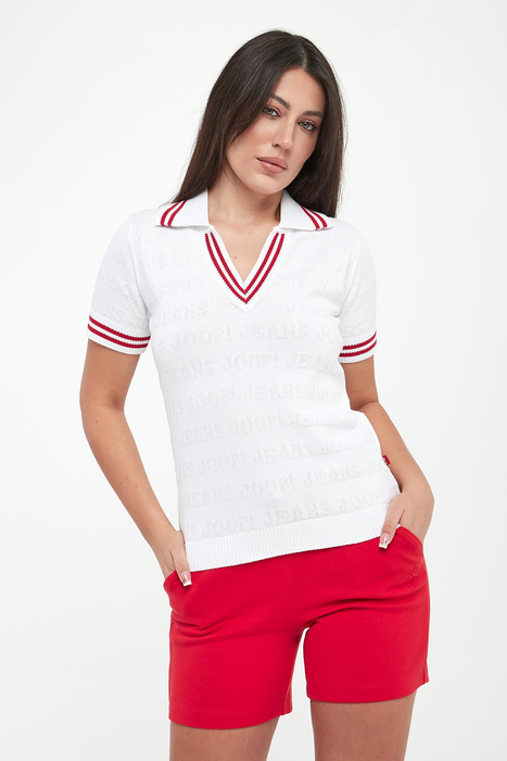Polo damskie z tłoczonym logo Kalena JOOP! JEANS