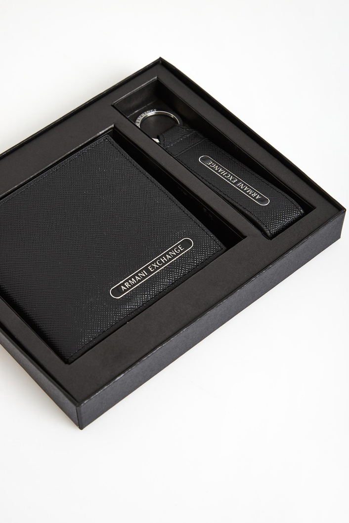 Portfel i brelok męski skórzany ARMANI EXCHANGE