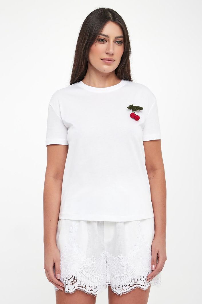 T-shirt damski z broszką TWINSET