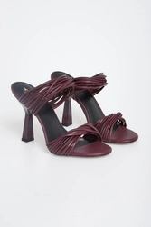 Sandały damskie na obcasie skórzane PATRIZIA PEPE