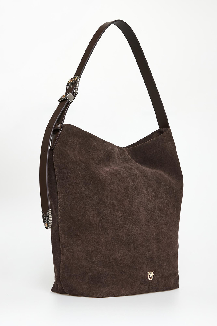 Torebka zamszowa Bucket Big Trittico PINKO