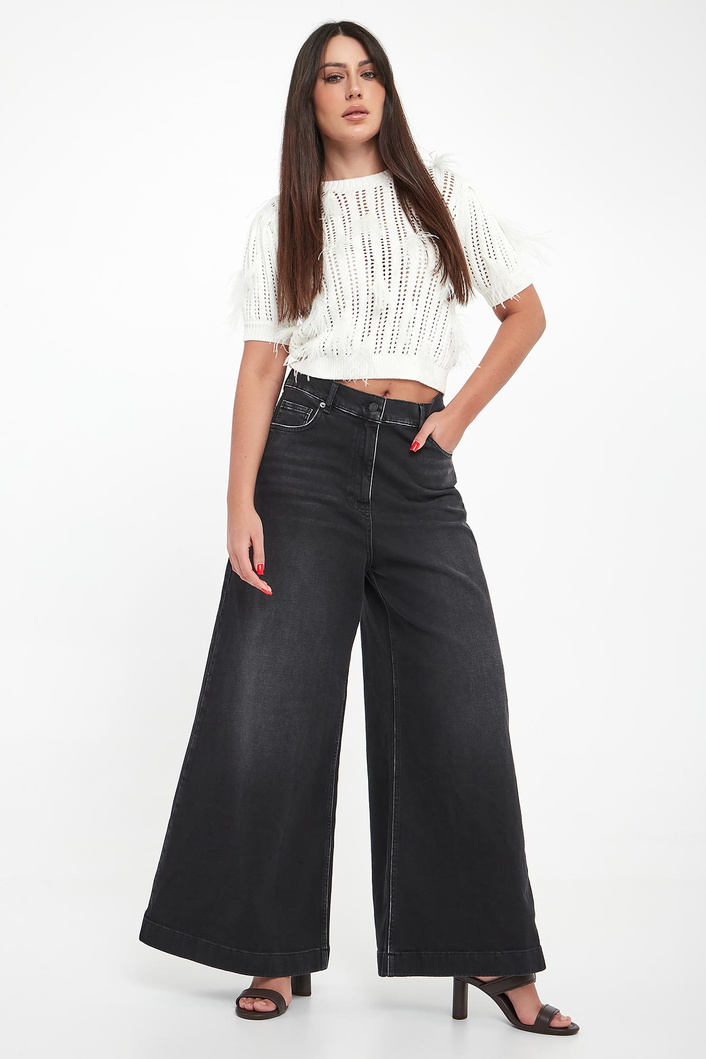 Sweter damski ażurowy z piórkami TWINSET