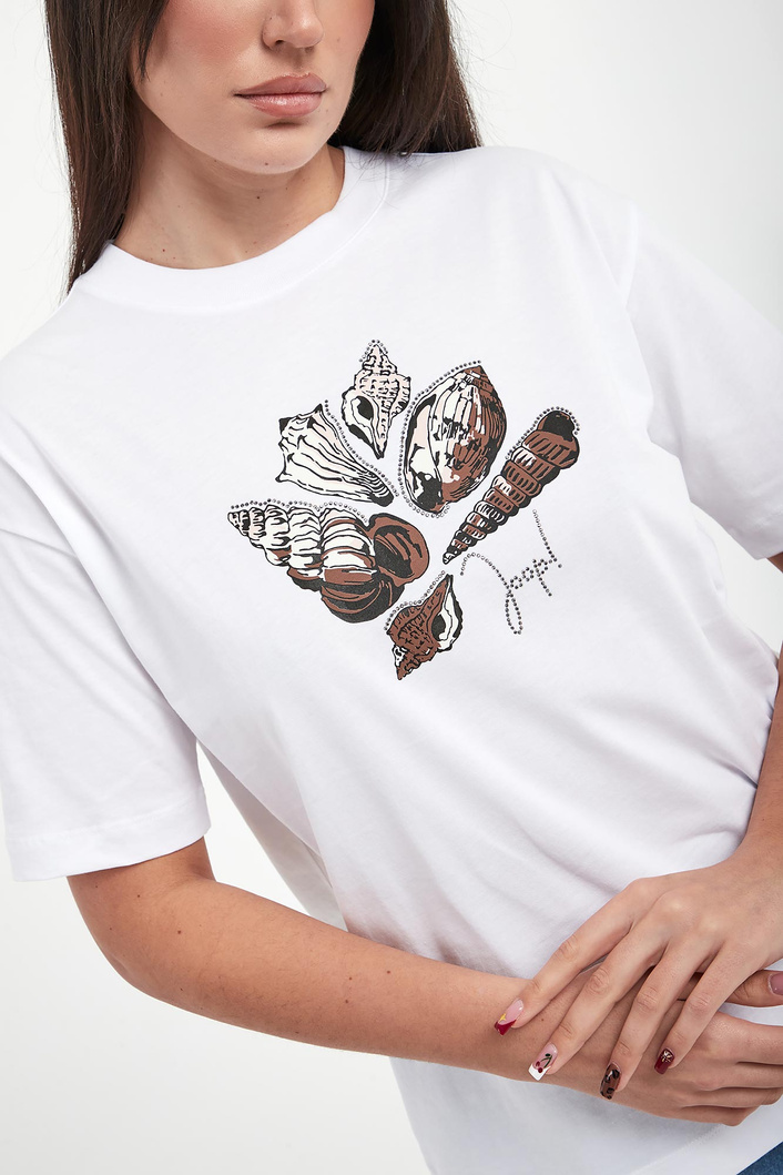 T-shirt damski z nadrukiem muszli Tristane JOOP!