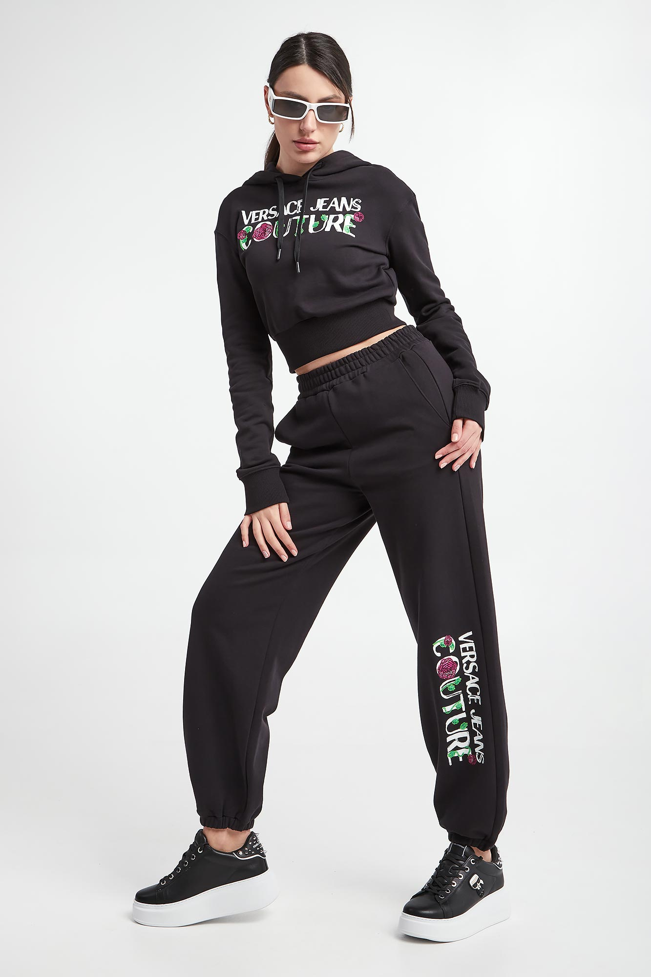 Spodnie dresowe damskie VERSACE JEANS COUTURE Czarny Jogger