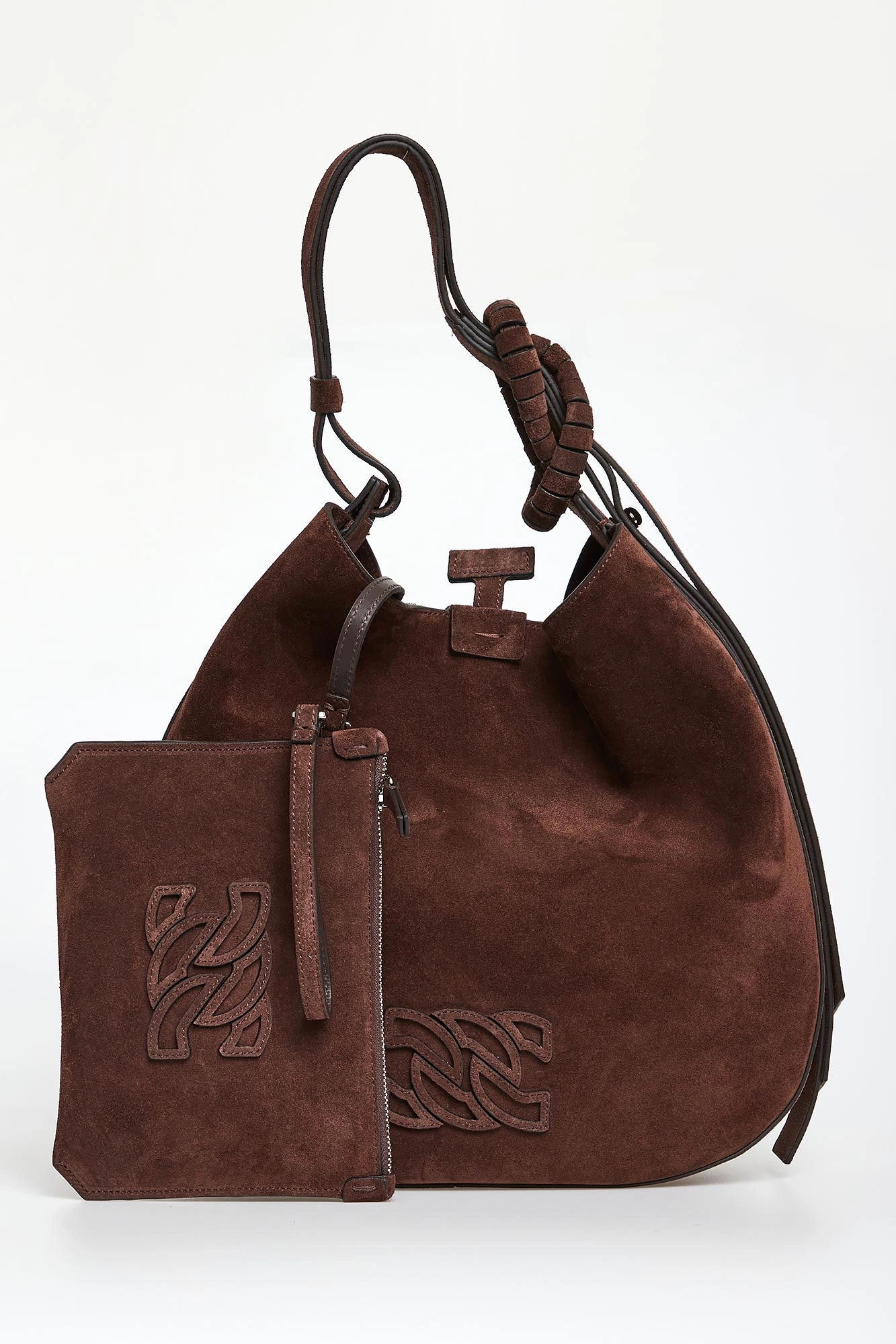 Torebka damska zamszowa hobo CASADEI Kamelowy 3W483A0000VDMVL2403