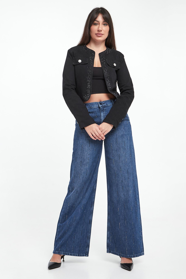 Kurtka jeansowa damska z kryształkami LIU JO